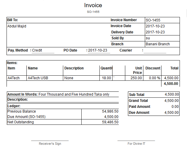 sales invoice